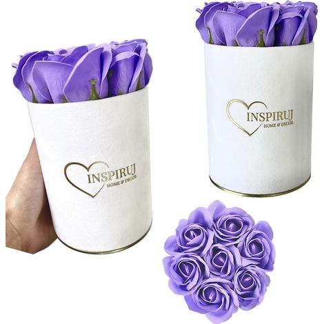 Flowerbox Inspiruj - Scatola bianca con rose di sapone - n. 5 Viola (1/5)