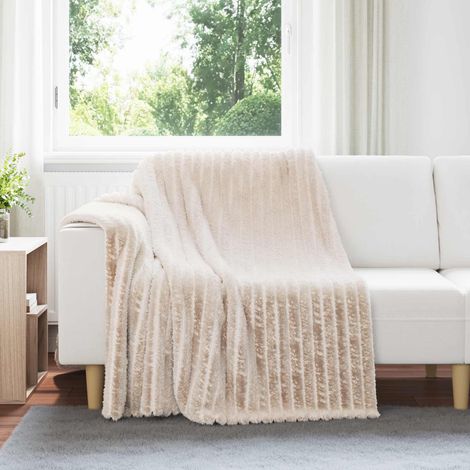 Überwurfdecke Beige 200 x 150 cm Fleece
