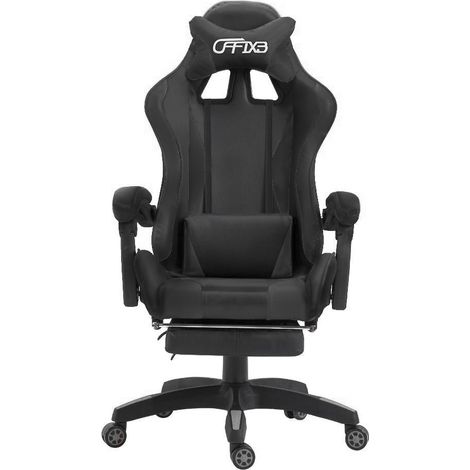 Silla de oficina para juegos AZRACE ecopiel con reposapiés silla reclinable 150° Color: Negro (1/3)