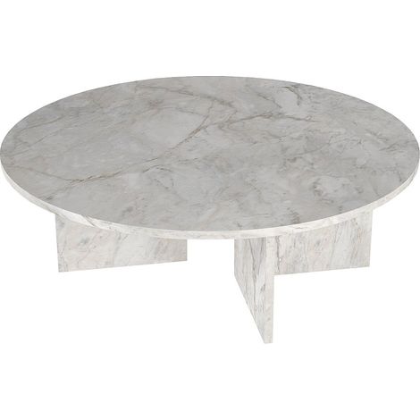Table basse ronde - Effet marbre blanc - TOPANIA