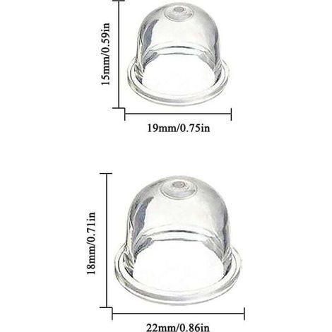 12 Stück Vergaser-Primerpumpen-Ballon 19 mm und 22 mm, Vergaserzubehör für Freischneider, Kettensäge, Laubbläser, Rasenmäher (1/3)