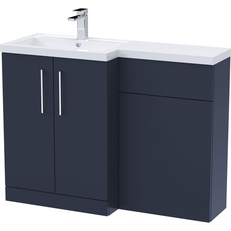 Level Furniture Combination Vanity Basin and WC Unit Left Hand - 1100mm x 390mm - Midnight Blue - Balterley