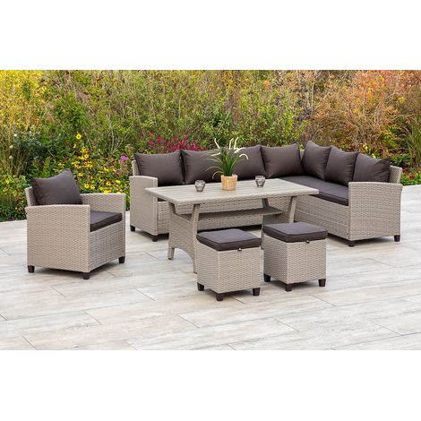 Palma Eckset 1 Eckbank 1 Sessel2 Hocker1 TischAufl