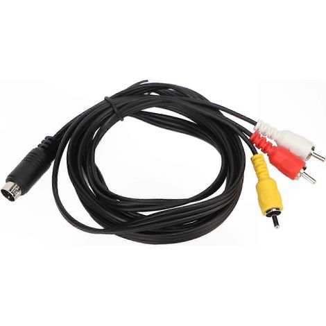 Composite-Videokabel mit 3 Cinch-Steckern und einem 9-poligen Mini-DIN-Stecker, vernickelt, 1,8 m lang, Adapter für Fernseher, AV-Verstärker, Monitor, Audio-Video-Anschluss (1/5)