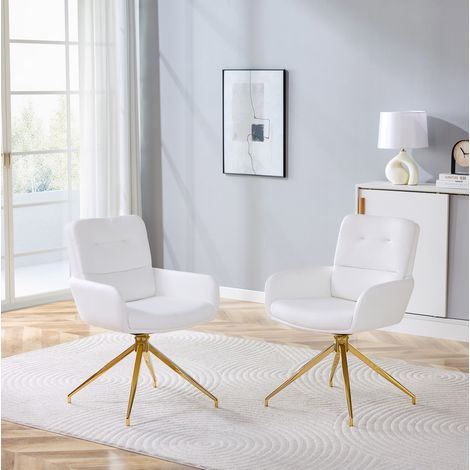 Chaise salle manger pivotante PU blanc doré OKMYHOME (1/5)