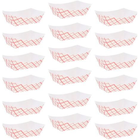 Vassoi di carta rossi per alimenti, per uso quotidiano, dal design creativo, articoli monouso per feste, 50 pezzi per confezione. (1/5)