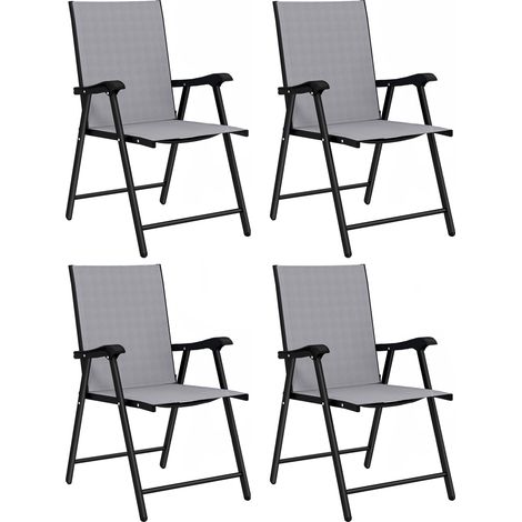 Folding Chairs, Set of 4 High Back, 62 x 58 x 97 cm, Light Grey (1/5)
