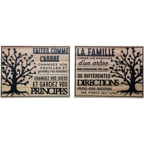 Plaque décorative en MDF Famille et arbre de vie 30 x 40 cm – Lot de 2 – Décoration murale chaleureuse et significative – SIL