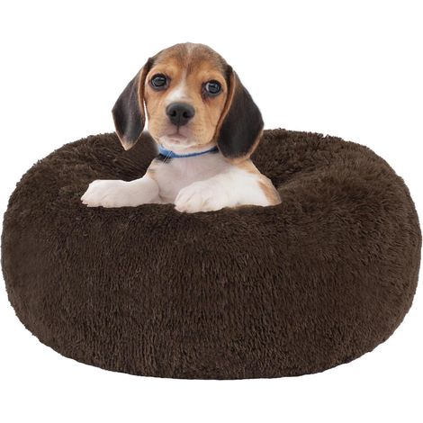 Orthopädisches Hundebett rund, kuschelig, waschbar, rutschfest, 60 cm Ø, Braun (1/5)