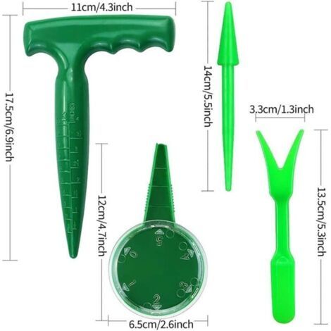 Lot de 4 distributeurs de graines réglables à main, plantoirs et perforateurs de trous plus larges, outils de jardinage à main (1/3)