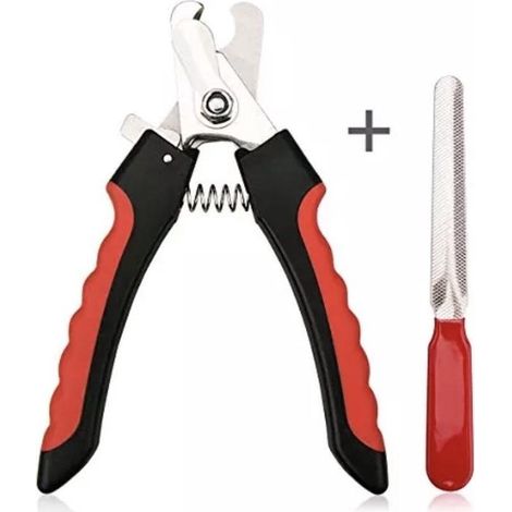 Ciseaux à effiler professionnels pour animaux - Rouge et noir - Ciseaux de toilettage pour chiens - Coupe-ongles - Tondeuse (1/5)