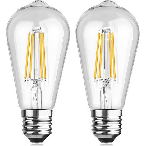E27 LED-Lampe, ST64 Warmweiß 2700K Vintage Edison E27 Glühbirne, 600 lm, 6 W, entspricht 60 W, Dekorative Lampe für Zuhause, Bars, Cafés, Restaurants, Nicht dimmbar, 2er-Pack