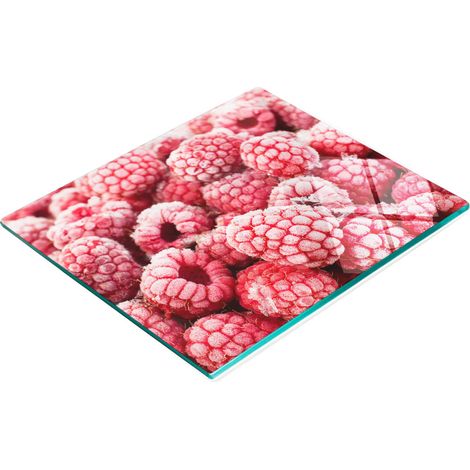 Tagliere decorativo in vetro temperato con motivo lamponi surgelati, 60x52 cm (1/5)