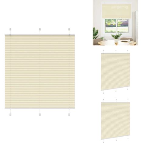 Store plissé crème 120x150cm largeur du tissu 119,4cm polyester - Store Plissé - Stores Plissés - Store Plissé De Fenêtre - Plisse Aveugle (1/5)