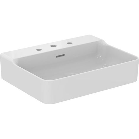 Lavabo CONCA 600x450x165mm, bianco sabbiato 3 fori, con troppopieno IDEAL STANDARD