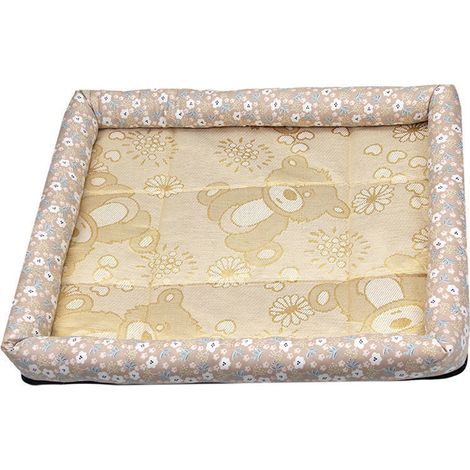 1 Tapis rafraîchissant, soie glacée et lin, antidérapant, lavable, pour chat et chien en été (1/5)
