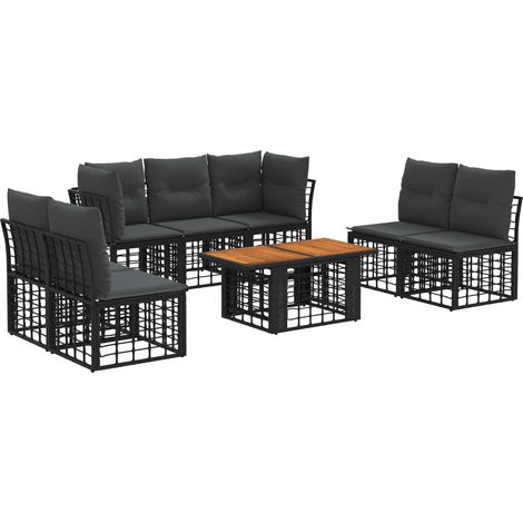 Set Divano da Giardino 8 pz Nero e Grigio scuro polyrattan vidaXL (1/5)