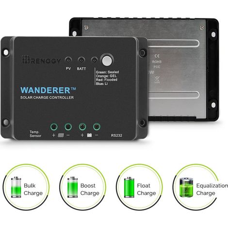 RENOGY Wanderer Li 12V 30A Solarmodul-Laderegler, PWM mit Lithium-Batterieunterstützung, für Wohnmobil/Caravan/Boot