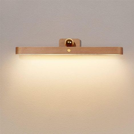 Wall wall-mounted LED in wood to intensity variable with switch touchscreen, night light rechargeable for bedroom or kitchen (1/5)