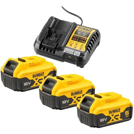 DeWalt DCB1104P3 18V XR Battery Set - 3x 5Ah Batteries &amp DCB1104 Charger