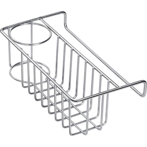 Porte-éponge et porte-brosse 2 en 1 pour évier de cuisine, petit panier de rangement suspendu en acier inoxydable 304 antirouille, idéal pour la vaisselle. (1/5)