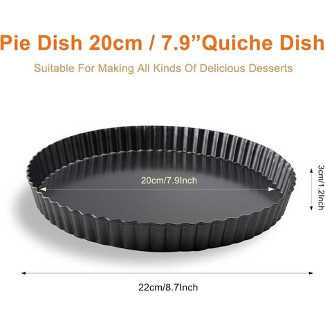 Moule Tartelette 20cm,Plat A Tarte Avec Base De Levage,Moule Tarte Base Amovible,Coffre-Fort Plat à Tarte,Moule à Tarte,Plat Tarte Pour Quiche, Tarte (1/5)