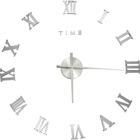 Horloge murale 3D Design moderne Argenté 100 cm XXL