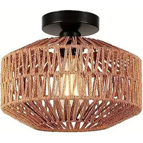 Lustre classique en bambou tressé à la main, fabriqué en fer et en acrylique. (1/5)