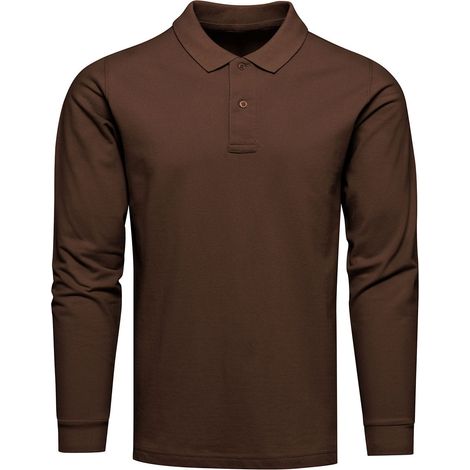 Polo a maniche lunghe premium marrone Recea M (1/4)