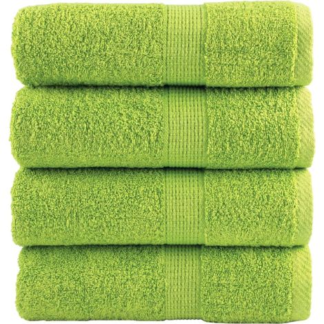 Gants de toilette haut de gamme SOLUND, lot de 4, vert pomme, 30x30 cm, 600 g/m²