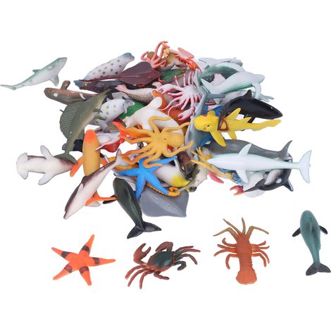 48 sichere und harmlose Spielzeuge aus Kunststoff in Form von Meerestieren, pädagogische Minifiguren aus der Ocean-Serie, für Kinder im Alter von 4 bis 6 Jahren. (1/5)
