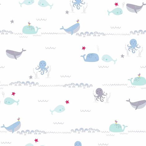 Papiers peints blanc pour chambre bébé | Papier peint blanc motif animaux pour chambre enfant | Tapisserie enfant blanche intissée motif animaux - 10,05 x 0,53 m (1/5)