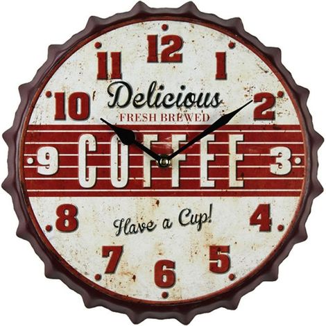 Horloge murale métallique design industriel, décoration créative 30 cm, style loft, cadran vintage, pièce unique, bonniche - Générique (1/5)