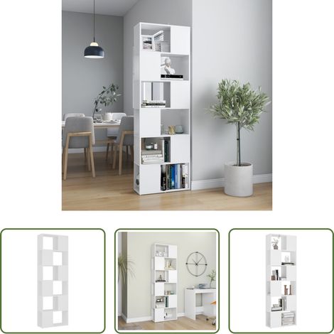 vidaXL Bücherregal Weiß - Bücherregal Raumteiler Weiß 60x24x186 cm (1/5)
