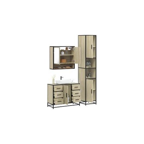 Ensemble de meubles de salle de bain 3 pcs chêne sonoma (1/5)