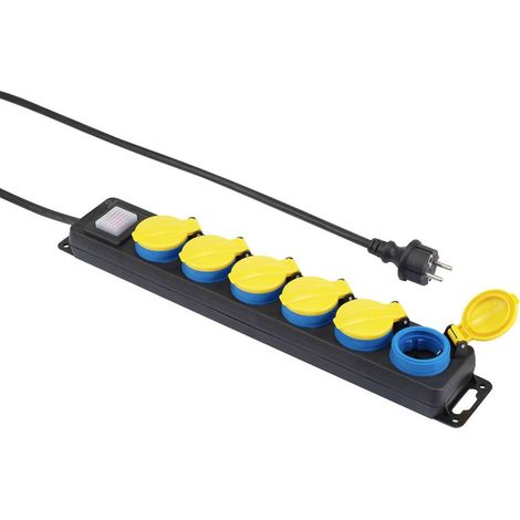 Renkforce 650D-CMB Multipresa con interruttore 6 scomparti Nero, Giallo, Blu Schuko 1 pz.