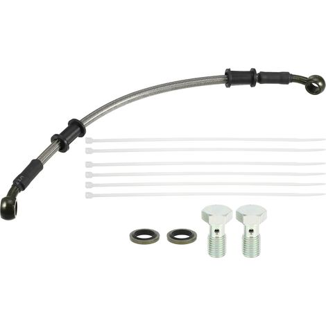 Flexibles Frein Et Embrayage Hydrauliques Pour Moto 30CM Noir,Argenté,Vert,Métal,Plastique,Caoutchouc,30cm,8mm,M10x1.25,Quad,Scooter,Cyclo,2Vis,2Rondelles,6Cravates (1/5)