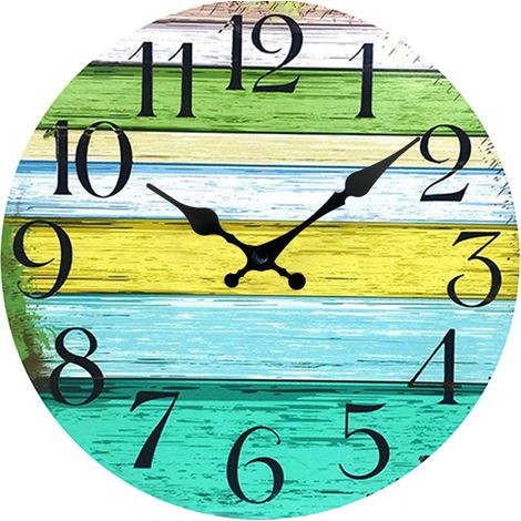 30 cm rustikale Vintage-Wanduhr, geräuschloses Holzzifferblatt, Timer-Uhr für Zuhause, Wohnzimmer, Schlafzimmer, Büro, Café, Bar, Dekoration (Lake House)