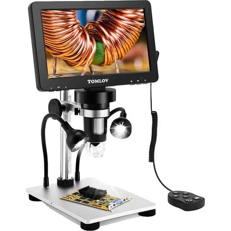 Microscopio digital, cámara de 12 MP, aumento de 5X a 1200X, pantalla giratoria de 7 pulgadas, imágenes de alta definición, iluminación LED. (1/5)