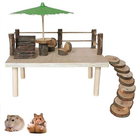Cage en bois avec plateforme, échelle et balançoire, accessoires pour cage à jouets pour petits animaux, jouet d'escalade