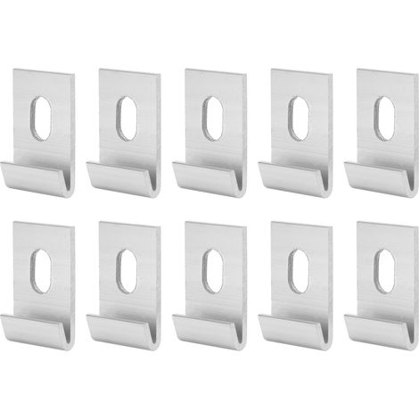 10pcs Clips de Base de Serre Sliver Fixations métalliques J Clips Fixations Attaches Kit Tool Attachement de Base,Clips Metal Serre, Clips de base,Accessoire pour serre (Silver) (1/5)