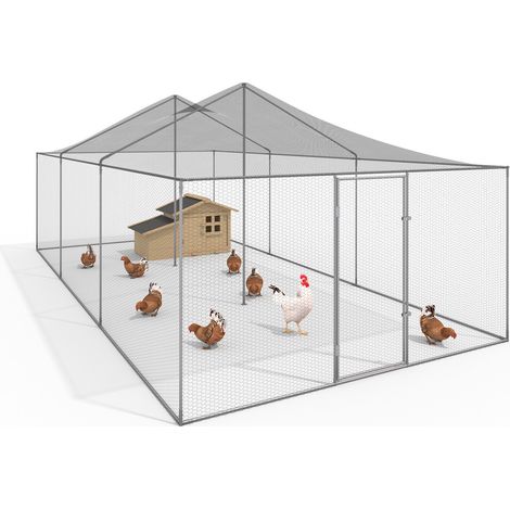Voliera di 18 m² con recinto in rete metallica di 6 x 3 M per animali da cortile