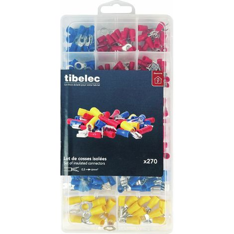 Coffret cosses à sertir isolées, assortiment de 270 pièces - Tibelec (1/5)