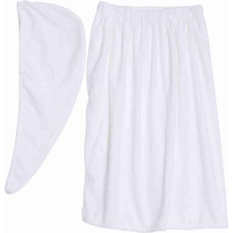 Ensemble de bain Spa doux pour femmes, serviette, peignoir avec bonnet de séchage rapide des cheveux, blanc (1/5)
