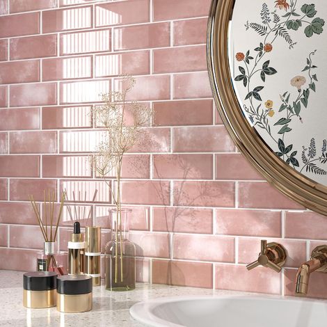 Carrelage Adhesif Mural 3D Credence Adhesive pour Cuisine Rose Carrelage Adhesif Mural Cuisine Lavable Dalle PVC Adhesive Murale Salle de Bain Rose Stickers Muraux Cuisine 30×30CM 5 Dalles (1/5)