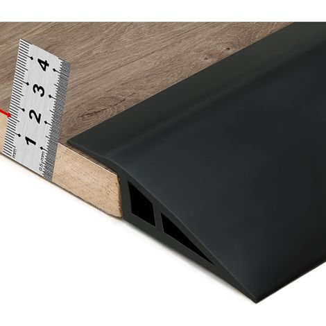 (2 m Noir) Profilé de transition pour moquette et sol , autocollant en PVC, idéal pour les seuils de moins de 15 mm de hauteur