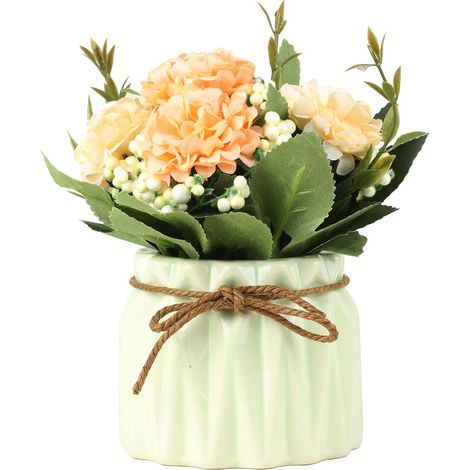 Hydrangea Artificielle - En Pot Céramique Mini - 14.5 x 8.8 cm - Fleur Sèche et Soie - Décoration Intérieure - 1 Pièce (1/5)