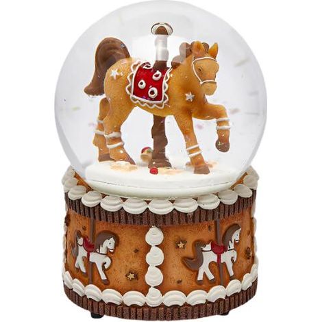 EDG Enzo De Gasperi Decoro di Natale Sfera Acqua Cavallo Carosello H 15 Cm D 10 Cm Hazelnut (1/2)