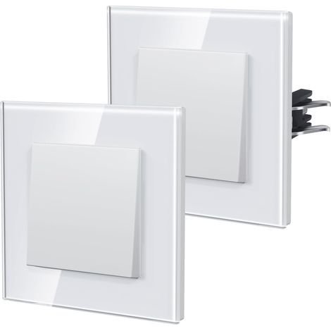 Interrupteur Mural, Interrupteur Va Et Vient Avec Griffes, Verre Interrupteur Lampe De Chevet, 1 Gang 1Way, 86mm, Blanc (1/4)