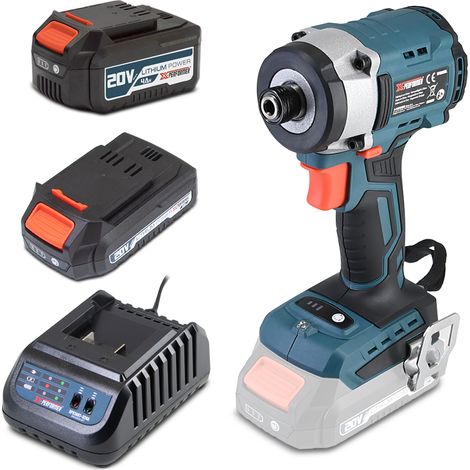 Visseuse à chocs 20V - 220Nm avec moteur brushless livrée avec 1 batterie 2Ah, 1 batterie 4Ah et un chargeur rapide. (1/4)